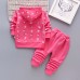 【12M-4Y】Children Clothes Girls 3-piece Rabbit Print Cotton Long-sleeved T-shirt and Pants Hoodie Coat Set - 34220