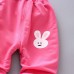 【12M-4Y】Children Clothes Girls 3-piece Rabbit Print Cotton Long-sleeved T-shirt and Pants Hoodie Coat Set - 34220