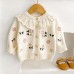 【12M-6Y】Girls Cute Floral Embroidered Lapel Sweater Cardigan (Hat Not Included)