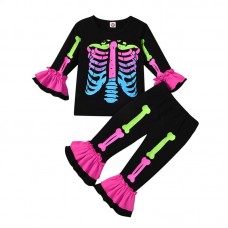 【18M-6Y】2-piece Girls Halloween Printed T-shirt And Pants Set - 34214