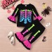 【18M-6Y】2-piece Girls Halloween Printed T-shirt And Pants Set - 34214