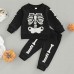 【6M-4Y】2-piece Boys Halloween Print Black Sweatshirt And Pants Set