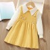 【18M-6Y】Girls Fashionable Fake Two Piece Lapel Sweater Dress