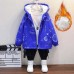【2Y-10Y】Boys Casual Cartoon Astronaut Print Thickened Fleece Hooded Jacket