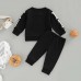 【6M-4Y】2-piece Boys Halloween Print Black Sweatshirt And Pants Set
