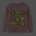 【2Y-9Y】Kids Casual Luminous Halloween Pumpkin Print Long Sleeve Sweatshirt