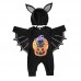 【6M-3Y】2-piece Baby Halloween Print Black Bat Romper With Hat