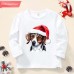 【12M-9Y】Kids Christmas Dog Print Cotton Stain Resistant Long Sleeve T-shirt