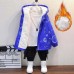 【2Y-10Y】Boys Casual Cartoon Astronaut Print Thickened Fleece Hooded Jacket