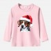 【12M-9Y】Kids Christmas Dog Print Cotton Stain Resistant Long Sleeve T-shirt