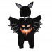 【6M-3Y】2-piece Baby Halloween Print Black Bat Romper With Hat