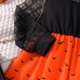 【3Y-7Y】Girls Halloween Printed Orange Round Neck Long Sleeve Dress