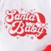 【3M-24M】3-piece Baby Girl Cute Christmas Letter And Polka Dot Print White Romper And Red Pants Set With Bow Hairband