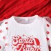 【3M-24M】3-piece Baby Girl Cute Christmas Letter And Polka Dot Print White Romper And Red Pants Set With Bow Hairband