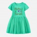 【12M-7Y】Girl Christmas Letters Print Cotton Stain Resistant Cartoon Splicing Tulle Short Sleeve Dress