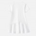 【18M-9Y】Girl Christmas Letters And Bow Print Stain Resistant Cotton Short Sleeve Dress