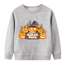 【2Y-9Y】Kids Luminous Halloween Pumpkin Print Round Neck Long Sleeve Sweatshirt