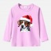 【12M-9Y】Kids Christmas Dog Print Cotton Stain Resistant Long Sleeve T-shirt