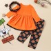 【12M-5Y】3-piece Girls Cute Halloween Print Dress And Pants Set