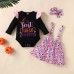 【6M-3Y】3-piece Baby Girl Halloween Print Romper And Suspender Skirt Set