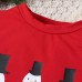 【2Y-7Y】2-piece Unisex Christmas Red Snowman Print Long-sleeved T-shirt And Cartoon Pants Set