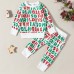 【3M-24M】2-piece Baby Unisex Christmas Letter Print Round Neck Sweatshirt And Pants Set