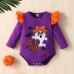 【6M-3Y】3-piece Baby Girl Halloween Print Romper And Suspender Skirt Set