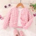 【2Y-7Y】Girl Sweet Solid Color Bubble Plaid Long Sleeve Coat