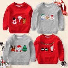 【2Y-8Y】Unisex Christmas Santa Claus Cartoon Embroidered Keep Warm Sweater