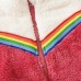 【18M-6Y】Girl Casual Fleeced Keep Warm Colorblock Rainbow Webbing High Neck Coat