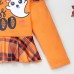 【12M-5Y】Girls Cute Halloween Print Long Sleeve T-shirt And Plaid Flare Pants Set - 34261