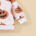 【12M-5Y】Unisex Cute Halloween Print Round Neck Sweatshirt And Pants Set