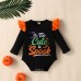 【6M-3Y】3-piece Baby Girl Halloween Print Romper And Suspender Skirt Set