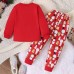 【2Y-7Y】2-piece Unisex Christmas Red Snowman Print Long-sleeved T-shirt And Cartoon Pants Set