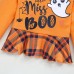 【12M-5Y】Girls Cute Halloween Print Long Sleeve T-shirt And Plaid Flare Pants Set - 34261