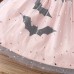 【18M-7Y】Girl Cute Halloween Print Tulle Splicing Long Sleeve Dress - 33223