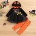 【12M-5Y】Girl Halloween Print Tulle Splicing Hooded Sweatshirt And Pants Set