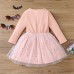 【18M-7Y】Girl Cute Halloween Print Tulle Splicing Long Sleeve Dress - 33223