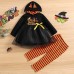 【12M-5Y】Girl Halloween Print Tulle Splicing Hooded Sweatshirt And Pants Set