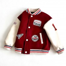 【2Y-12Y】Unisex Cool Retro Letter Embroidered Keep Warm Baseball Jacket