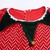 【12M-10Y】Girl Cute Christmas-themed Sequined Irregular Dress Including Santa Hat And Socks