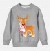 【12M-9Y】Unisex Cotton Stain Resistant Elk Print Long Sleeve Sweatshirt