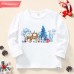 【12M-9Y】Unisex Kid Cotton Stain Resistant Christmas Print Long Sleeve Tee