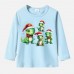 【12M-9Y】Unisex Kid Cotton Stain Resistant Christmas Dinosaurs Print Long Sleeve Tee