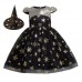 【2Y-11Y】2-piece Girls Multicolor Halloween Print Princess Dress With Hat - 33249