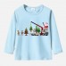 【12M-9Y】Unisex Kids Cotton Stain Resistant Christmas Print Long Sleeve Tee