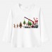 【12M-9Y】Unisex Kids Cotton Stain Resistant Christmas Print Long Sleeve Tee