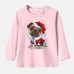 【12M-9Y】Unisex Kid Cotton Stain Resistant Christmas Dog Print Long Sleeve Tee