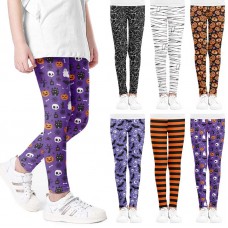 【3Y-11Y】Girls Multicolor Halloween Print Leggings