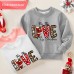 【12M-9Y】Unisex Kids Cotton Stain Resistant Christmas Print Long Sleeve Sweatshirt